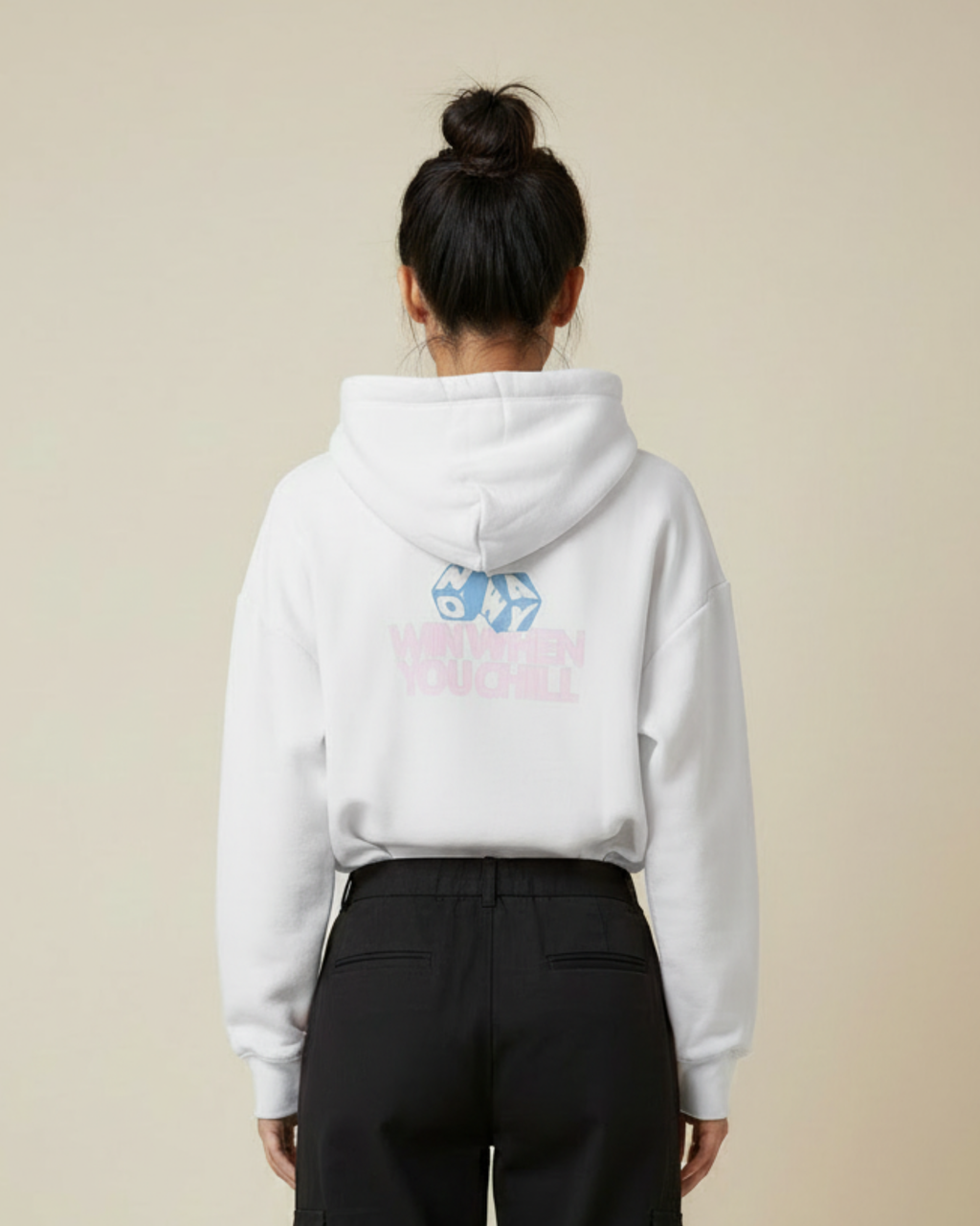 Sweat a capuche   imprimé  BLANC/ROSE