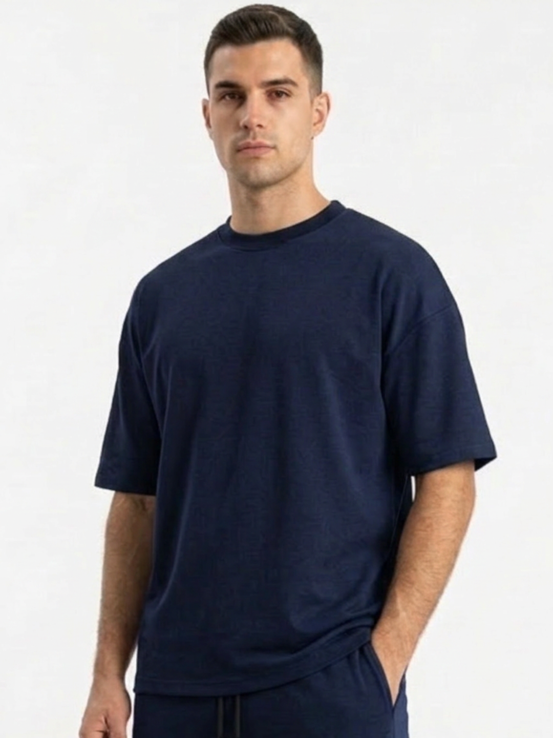 PACK DE 3 T-shirts  OVERSIZE 200 gr     NOIR / BLANC CASSE / BLEU FONCE