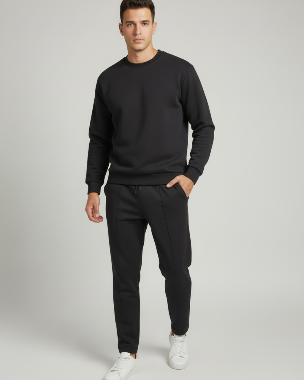 ENSEMBLE DE JOGGING PANTALON À BANDE ET SWEAT COL ROND