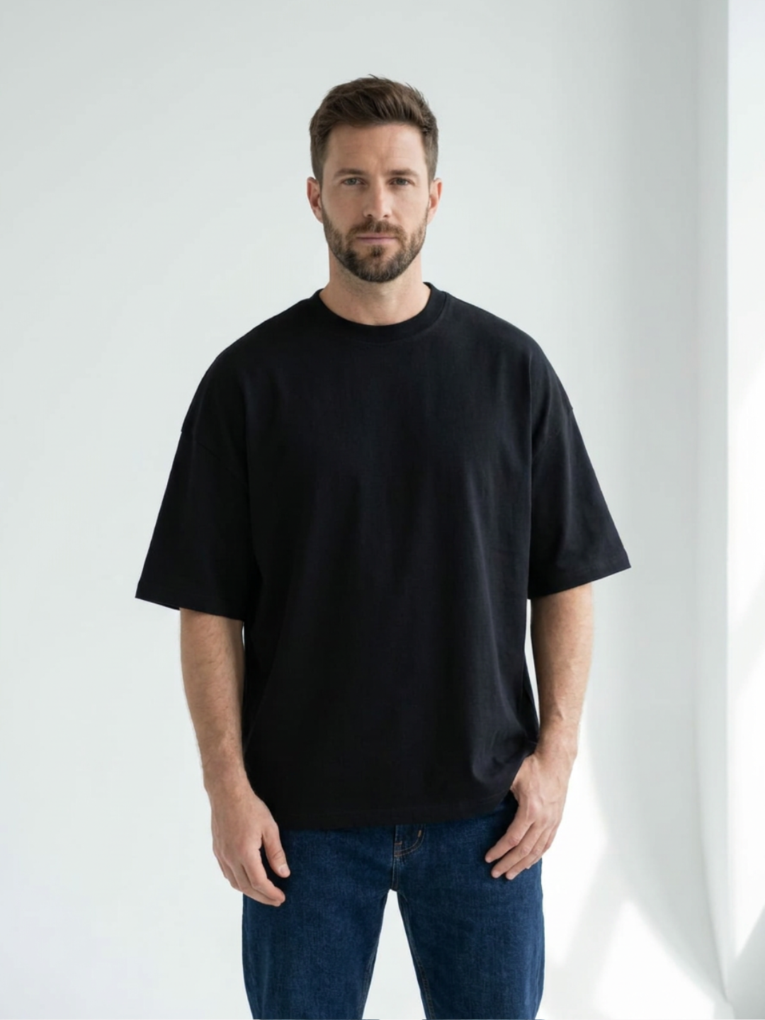 PACK DE 3 T-shirts  OVERSIZE 240 gr     NOIR / GRIS  / BLEU FONCE