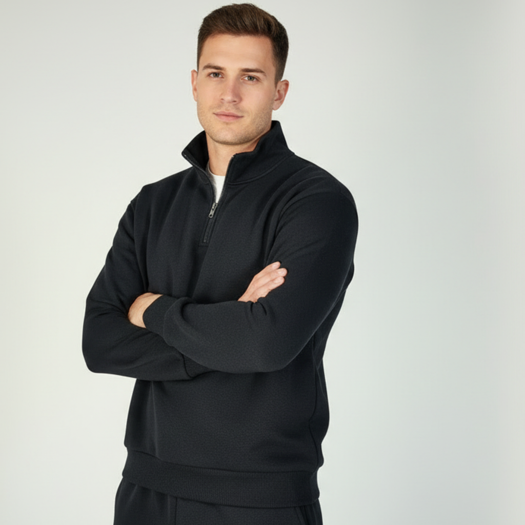 SWEAT COL ZIPPÉ NOIR