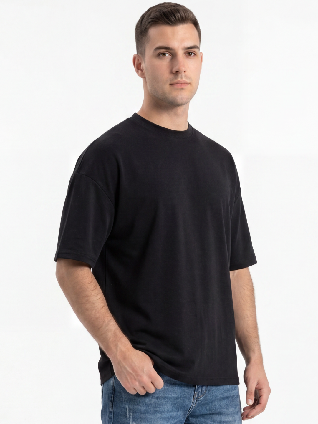 PACK DE 3 T-shirts  OVERSIZE 200 gr     NOIR / BLANC CASSE / BLEU FONCE