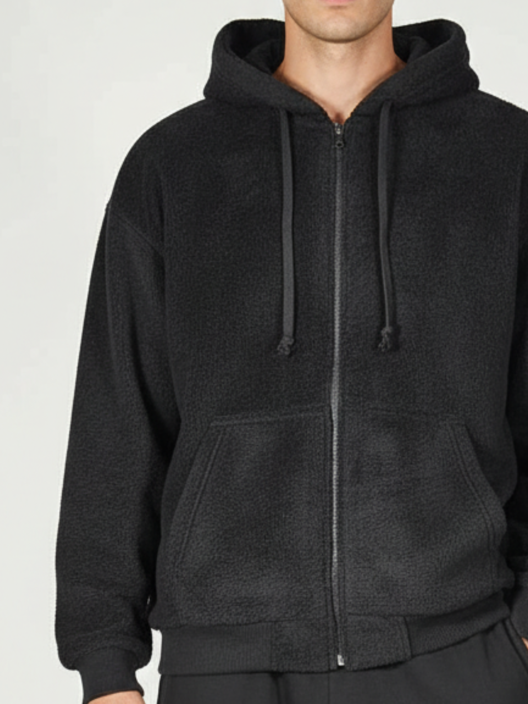 Veste polaire à capuche noir