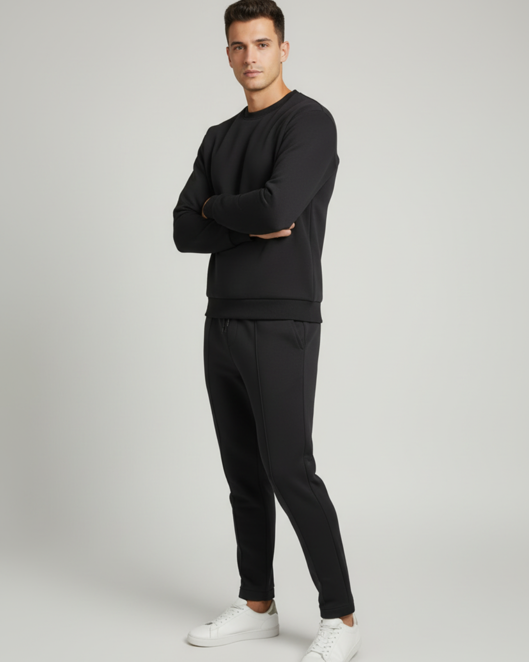 ENSEMBLE DE JOGGING PANTALON À BANDE ET SWEAT COL ROND