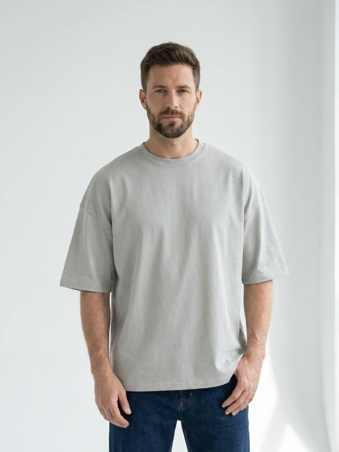 PACK DE 3 T-shirts  OVERSIZE 240 gr     NOIR / GRIS  / BLEU FONCE