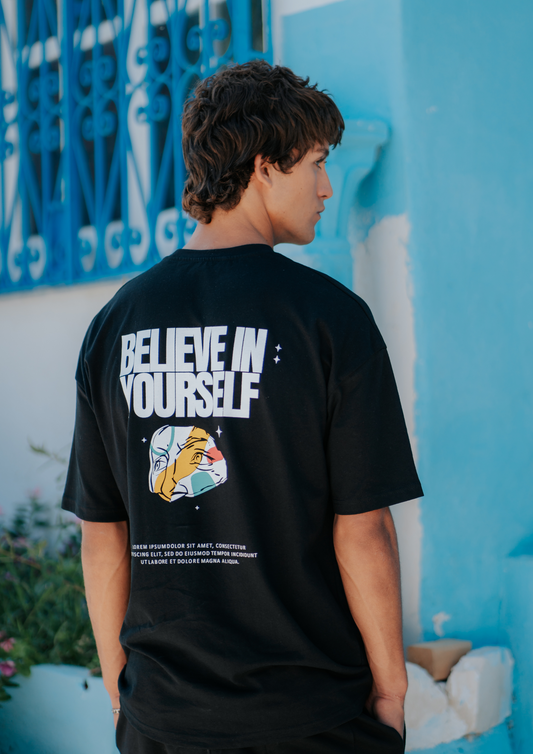 T-SHIRT OVERSIZE NOIR /  BELIEVE