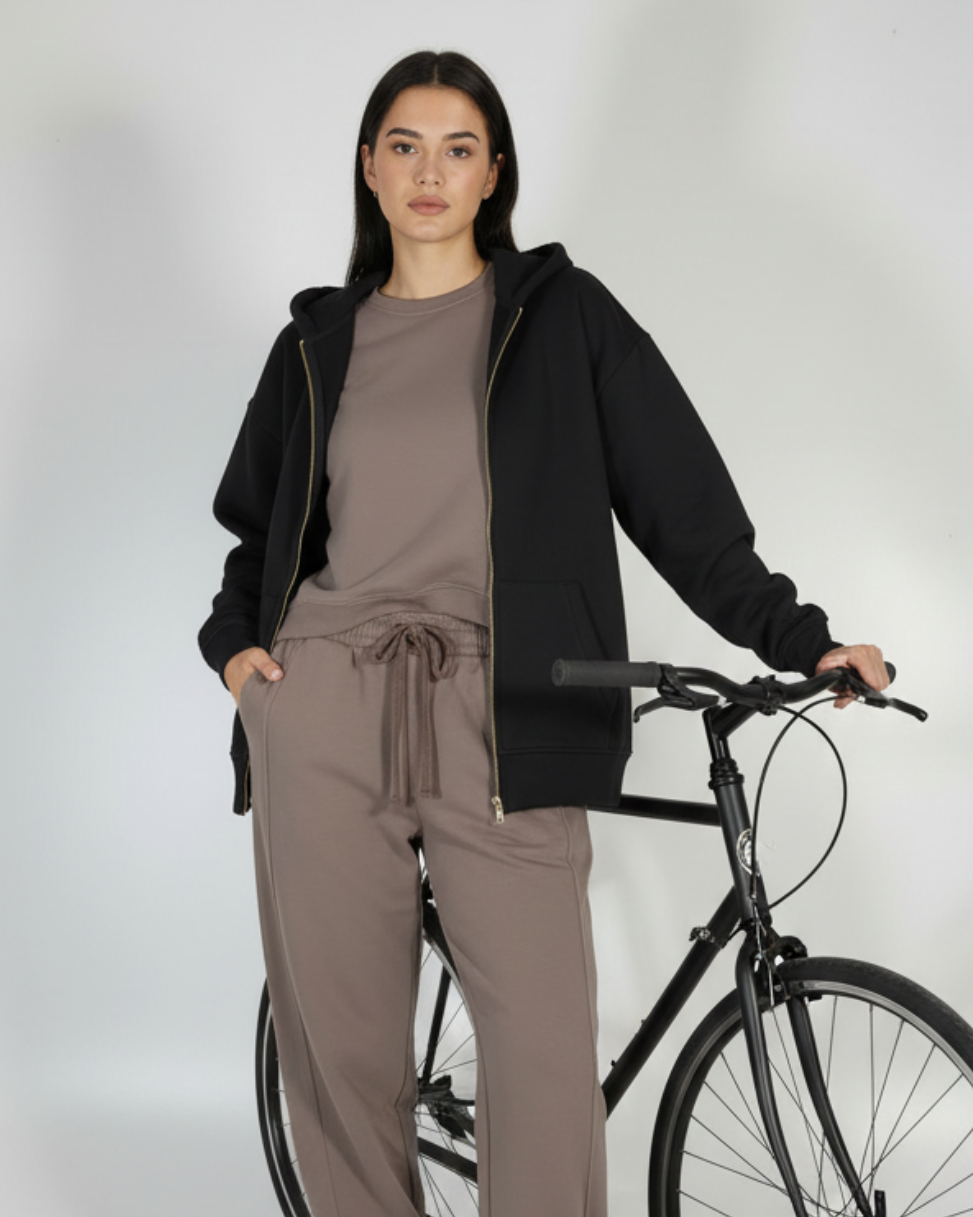 Sweat zippé à capuche femme  NOIR