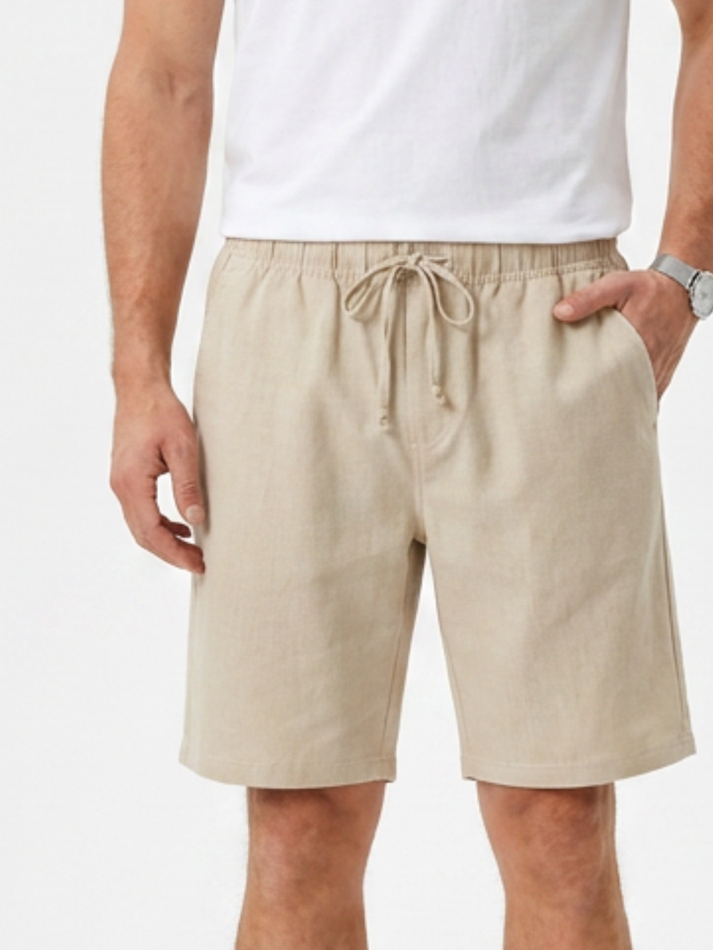 Short  décontracté en faux lin