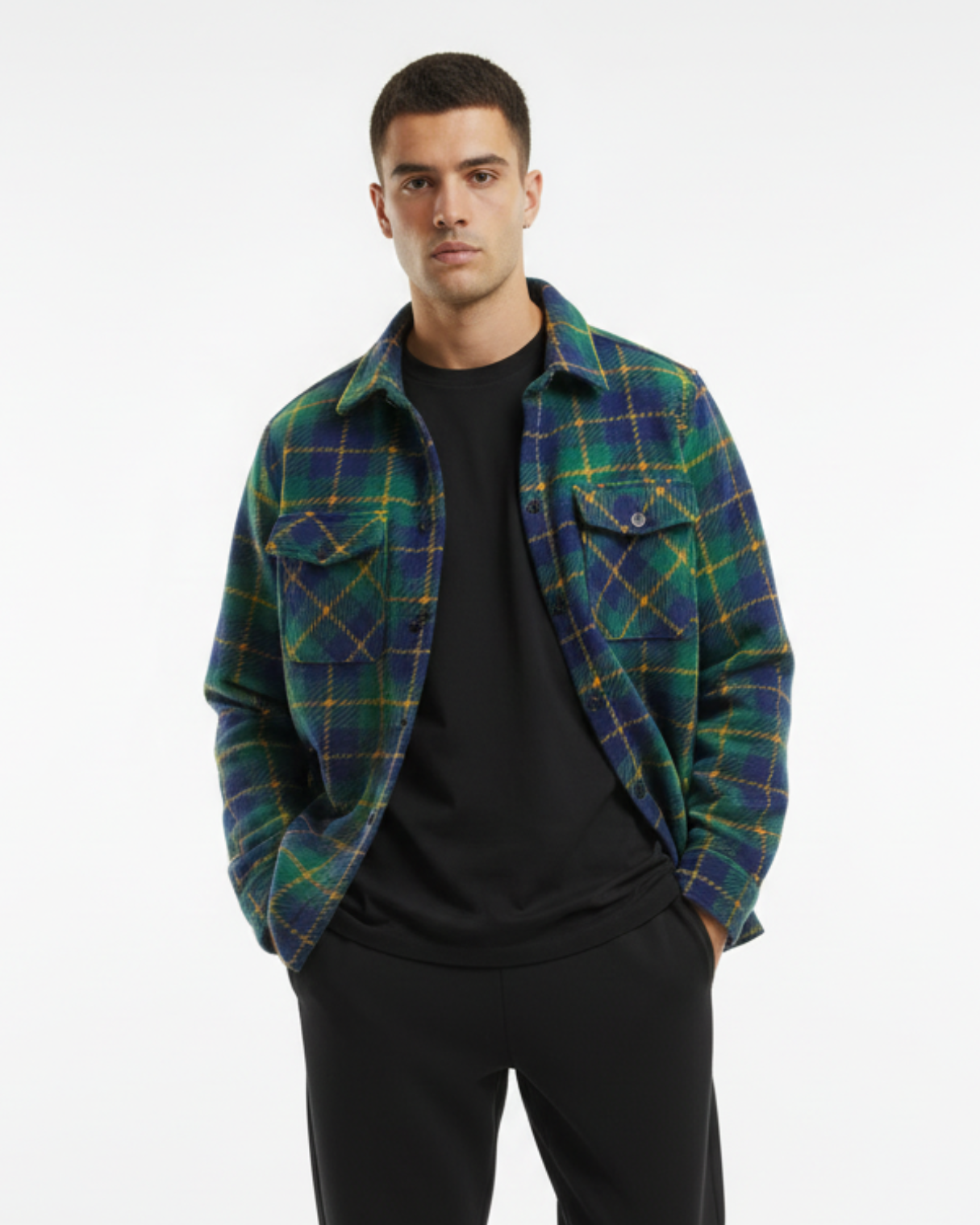 Chemise réguler à carreaux Vert/bleu