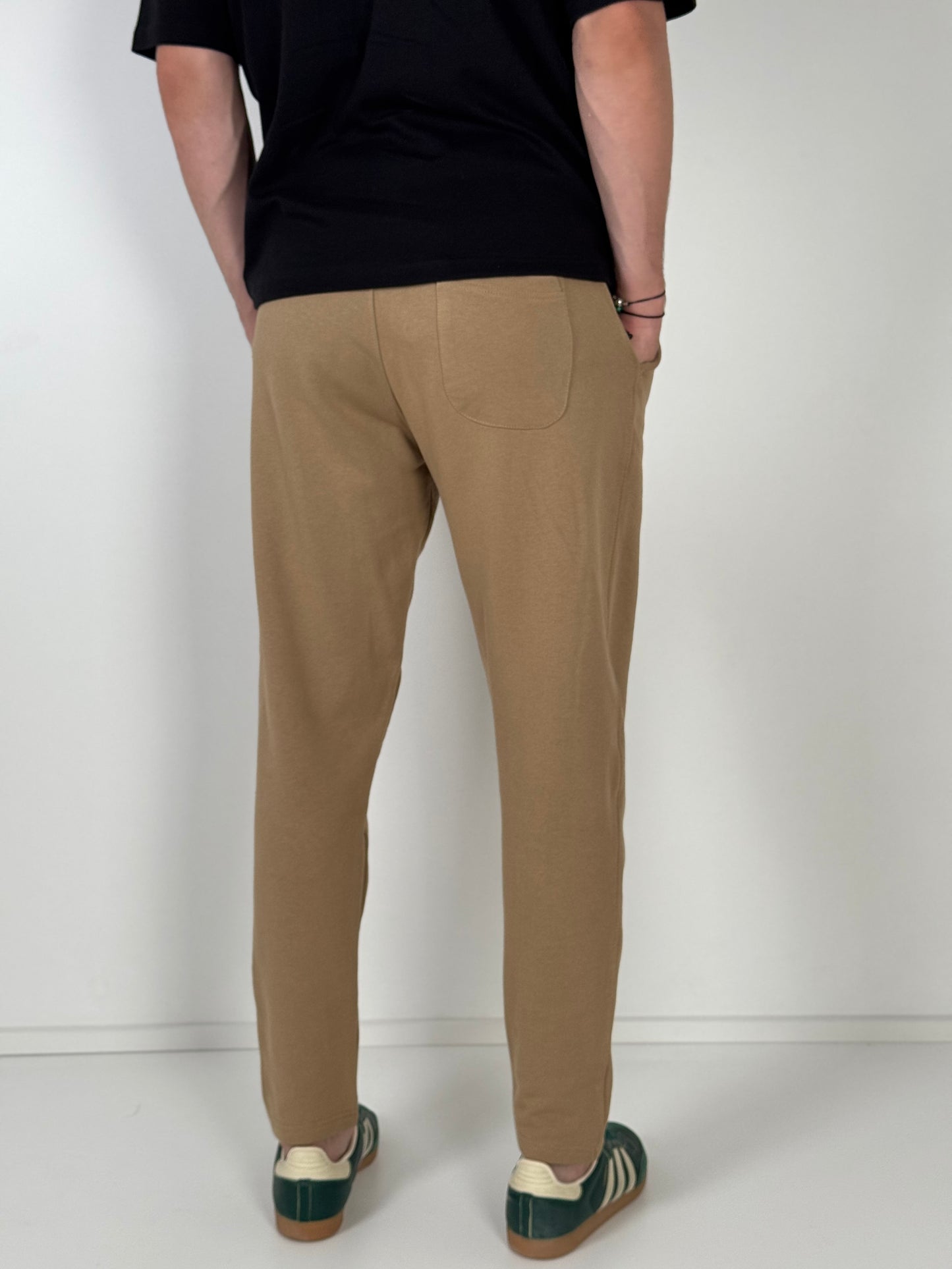 Pantalon Jogging Pant-cheville couleur caramel en molleton P06