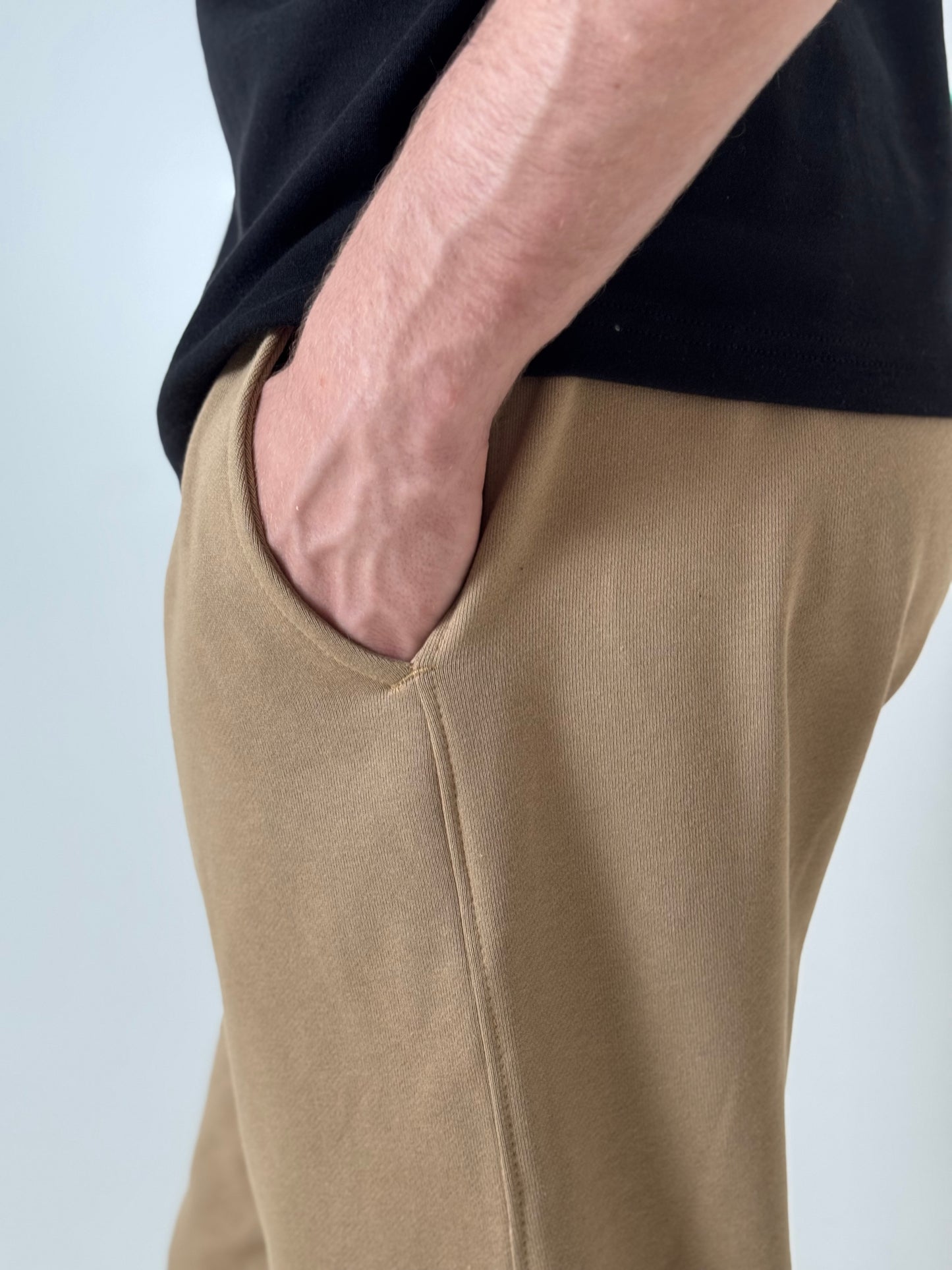 Pantalon Jogging Pant-cheville couleur caramel en molleton P06