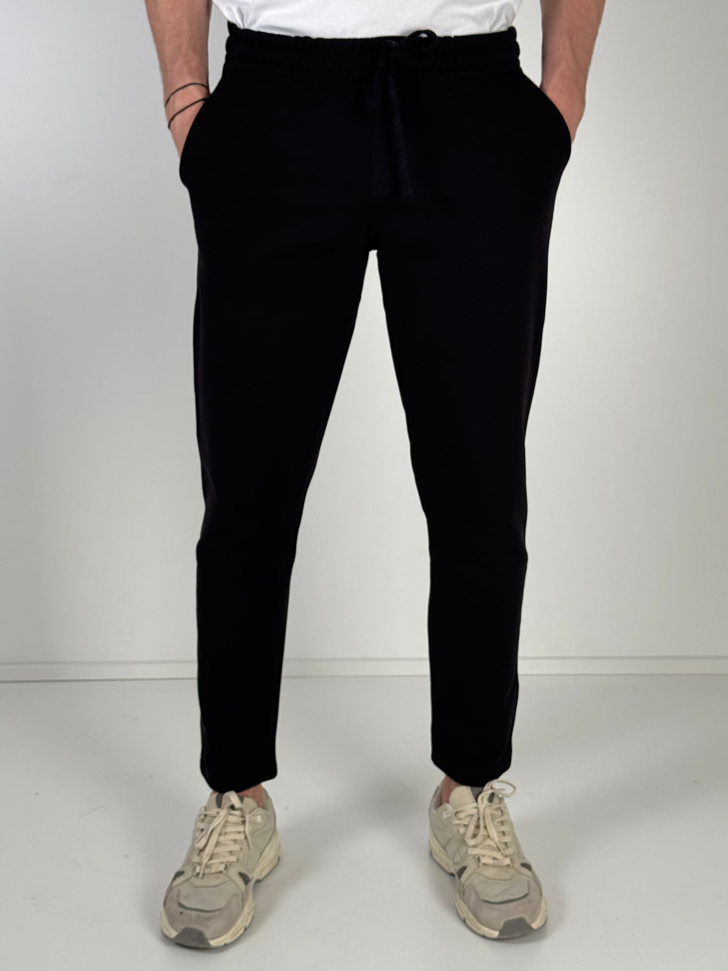 Pantalon Jogging Pant-cheville couleur Noir en molleton P06