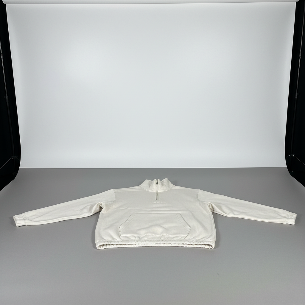 SWEAT-SHIRT  col zip  BLANC CASSE