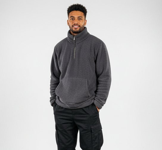 SWEAT-SHIRT POLAIR  col zip  GRIS