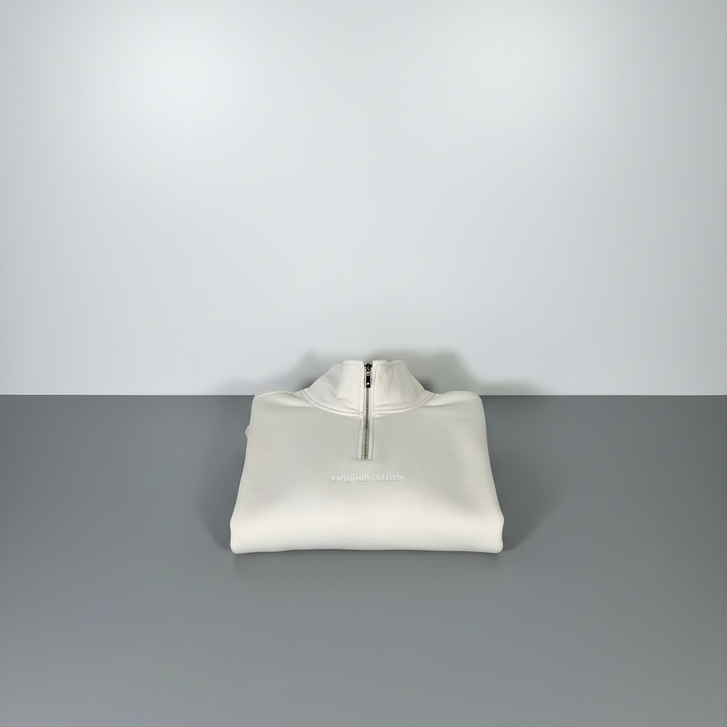 SWEAT-SHIRT  col zip  BLANC CASSE