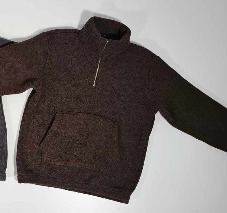SWEAT-SHIRT POLAIR  col zip  MARRON FONCé