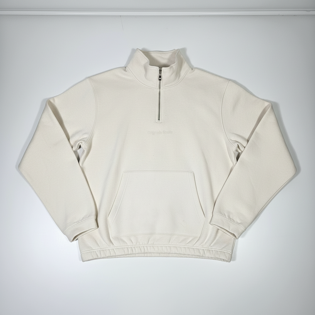 SWEAT-SHIRT  col zip  BLANC CASSE