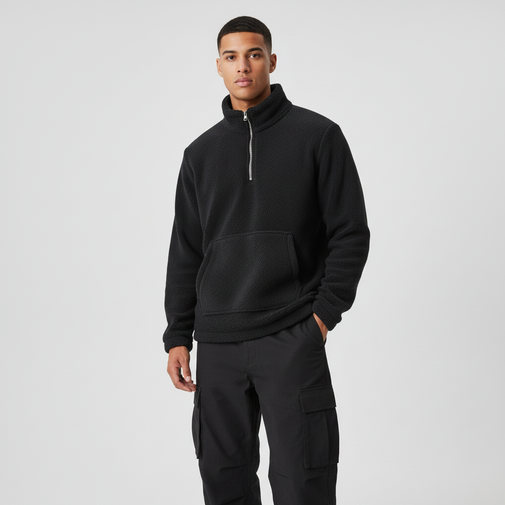 SWEAT-SHIRT POLAIR  col zip NOIR