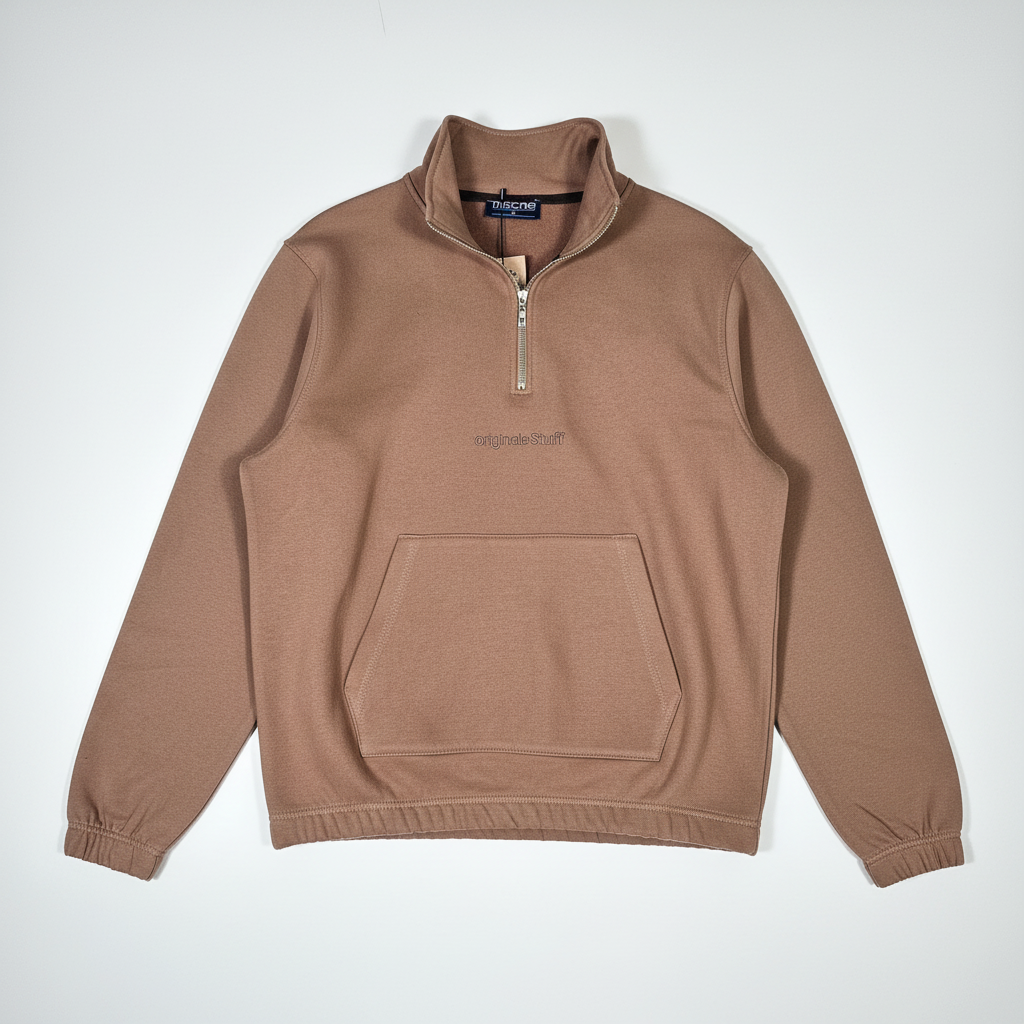 SWEAT-SHIRT  col zip  MARRON